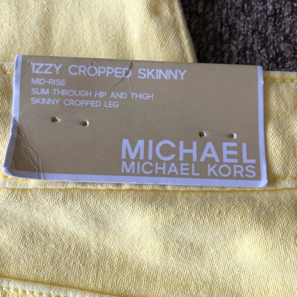 NWT! Michael Kors Yellow Izzy Cropped Jeans - Picture 4 of 4